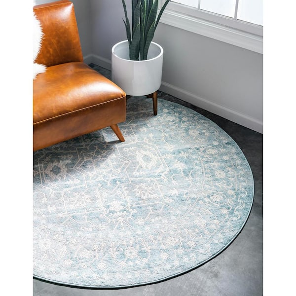 New Classical Olympia Blue 6' 0 x 6' 0 Round Rug