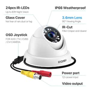 Wired 1080p Outdoor 4-in-1 Dome Security Camera Compatible for TVI/CVI/AHD/CVBS DVR, 80 ft. Night Vision