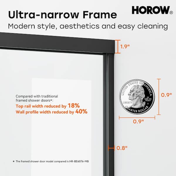 56 in. - 60 in. W x 76 in. H Double Sliding Semi-Frameless Shower Door in Matte Black w/ 5/16 in. (8 mm) Cleancoat Glass