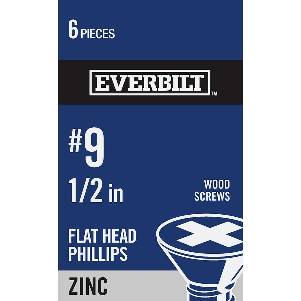 Everbilt 9 X 12 In Phillips Flat Head Zinc Plated Wood Screw 6 Pack 807351 The Home Depot 8000