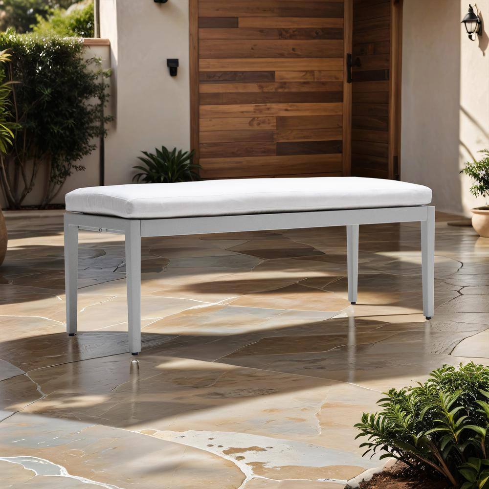 Aluminum Outdoor Patio Bench, Garden Lounge Bench, Dining Table Bench with 