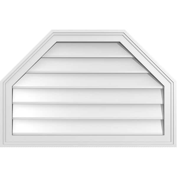 Ekena Millwork 30 in. x 20 in. Octagonal Top Surface Mount PVC Gable Vent: Decorative with Brickmould Frame