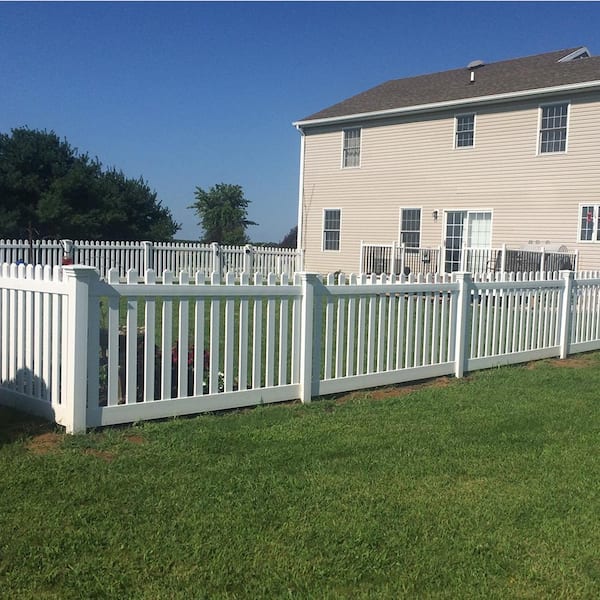Weatherables Chelsea 4 ft. x 6 ft. White Vinyl Picket Fence Panel Kit