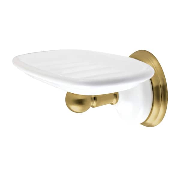 Victorian Wall Mount Soap Dishes and Dispensers in Brushed Brass