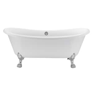 67 in. x 30 in. Freestanding Soaking Bathtub with Center Drain in White