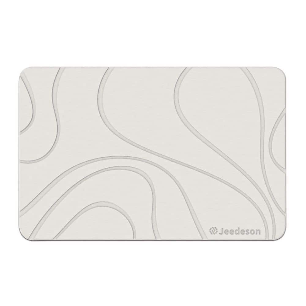 15.4 in. x 23.6 in. Stone Bath Mat, Diatomaceous Earth Bathroom Mat, Quick Drying Bathroom Floor Mat, Light Gray