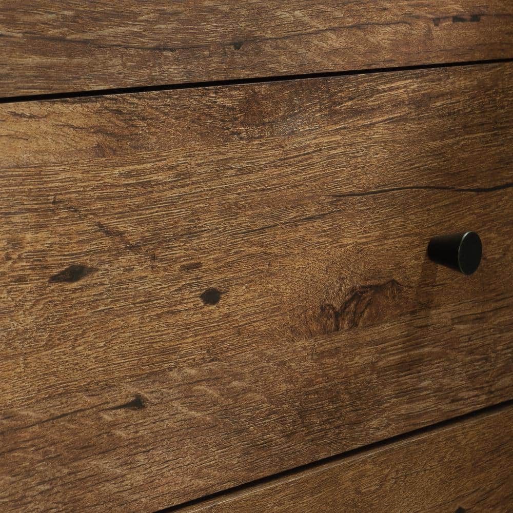 Vintage Oak Queen Storage Bed with Drawers