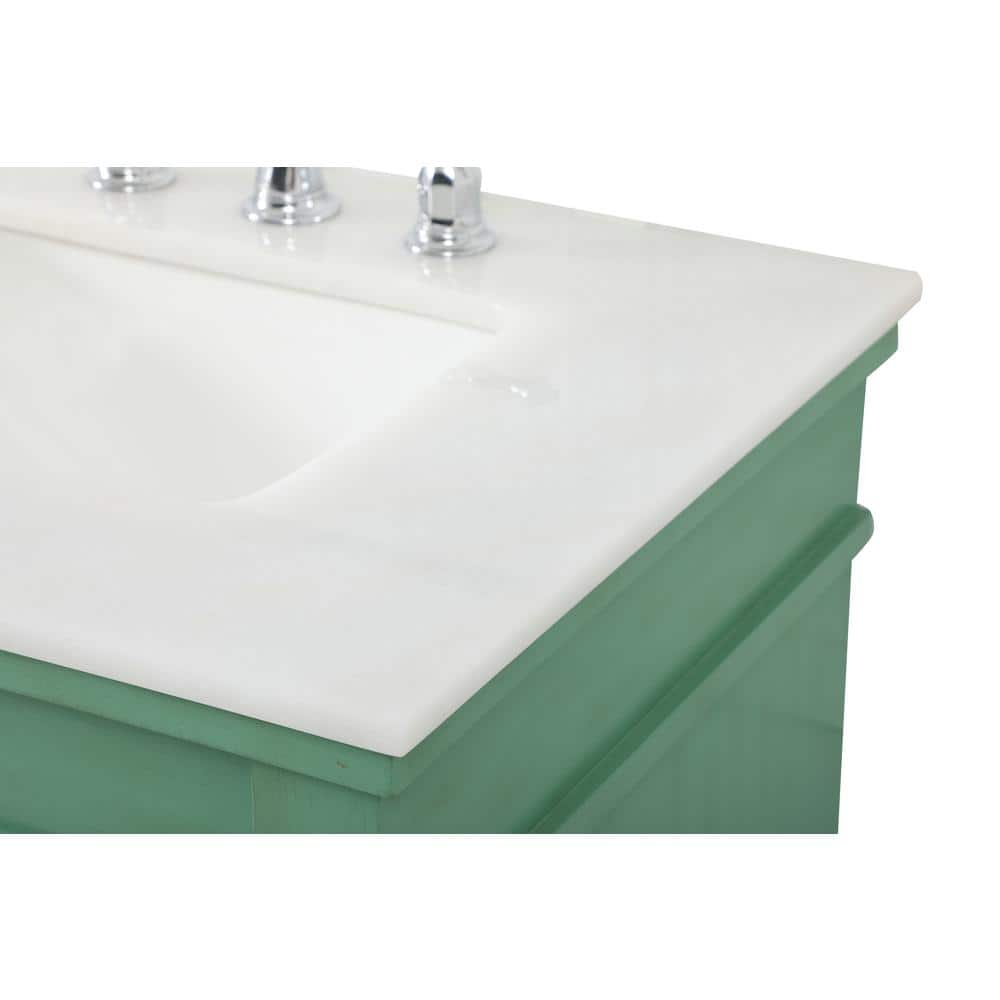 Vintage Mint Double Freestanding Bathroom Vanity with Marble Top