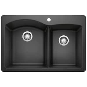 DIAMOND 33 in. Drop-In/Undermount Double Bowl Anthracite Granite Composite Kitchen Sink