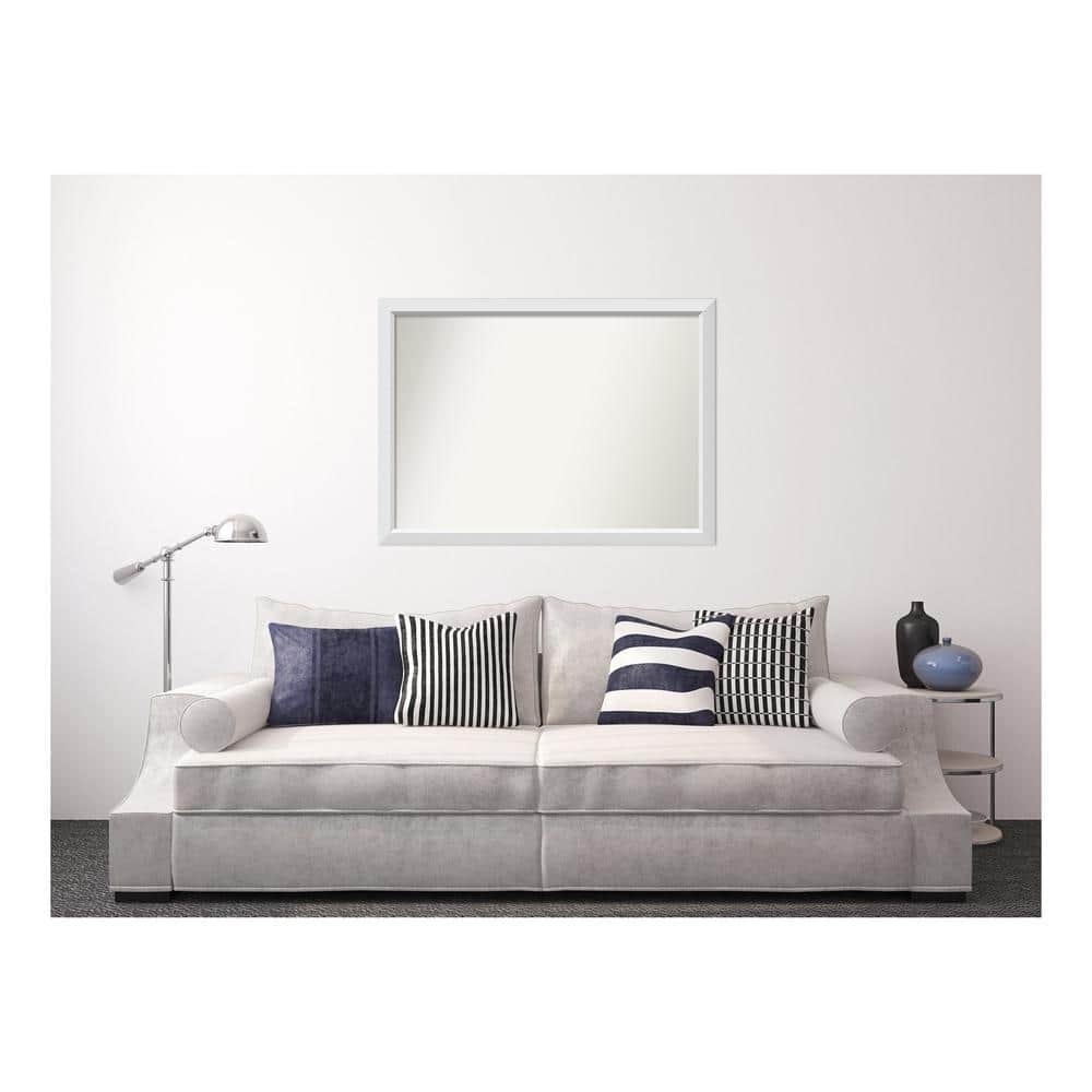 Blanco White 48.25 in. x 35.25 in. Custom Non-Beveled Wood Framed Bathroom 