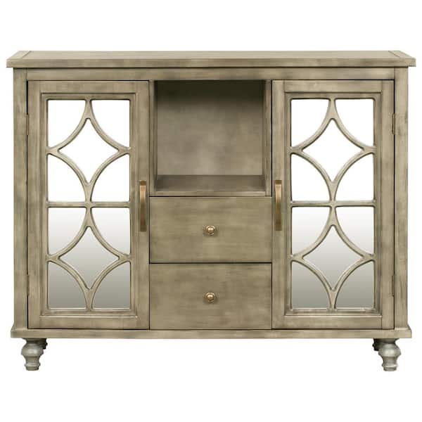 ATHMILE Dark Grey Sideboard with with Doors and Drawers