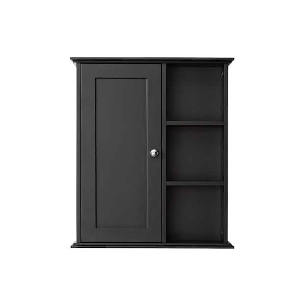 23.6 in. W x 7.1 in. D x 27.6 in. H Bathroom Storage Wall Cabinet in Black
