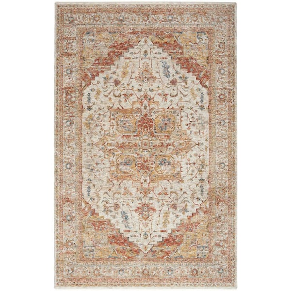 Petra Iv/Rust 5 ft. x 8 ft. Persian Vintage Floral Traditional Area Rug