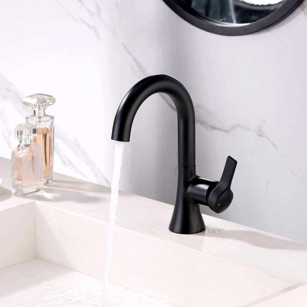 Matte Black Single Hole Bathroom Faucet with Drain Assembly