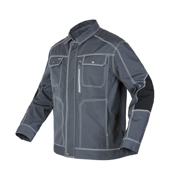 Unisex 4XL Gray Polyester/Cotton Heavy-Duty Work Jacket