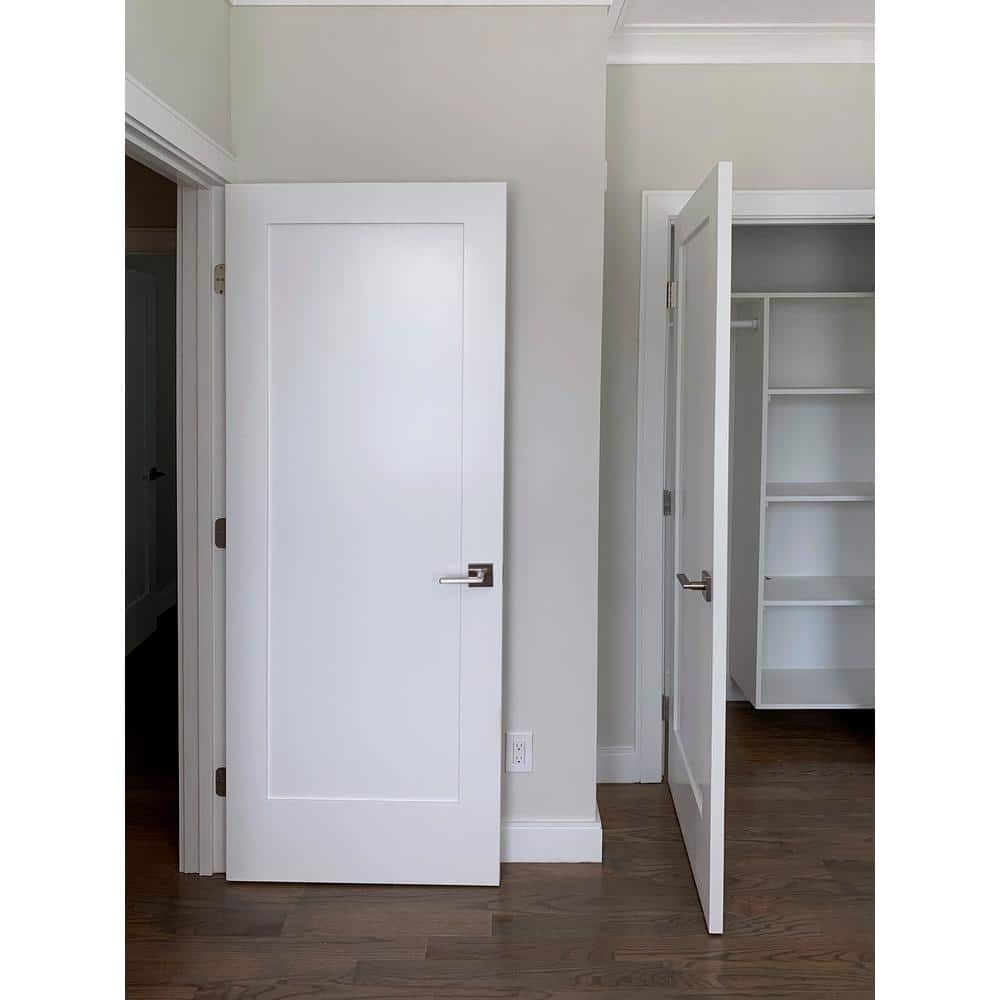 18 in. x 80 in. White Primed Solid Core Single Prehung Door