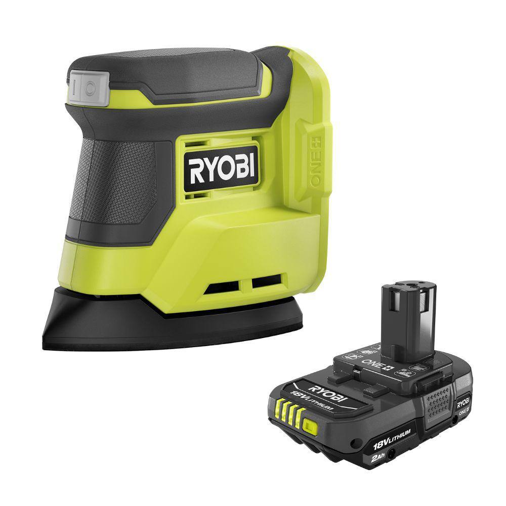 RYOBI ONE+ 18V Cordless Corner Cat Finish Sander with ONE+ 18V 2.0 Ah ...