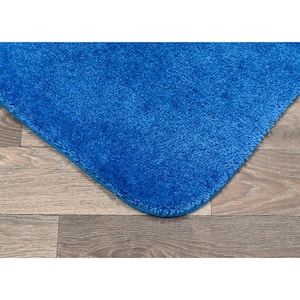 30 in. x 50 in. Electric Blue Traditional Plush Nylon Rectangle Bath Rug
