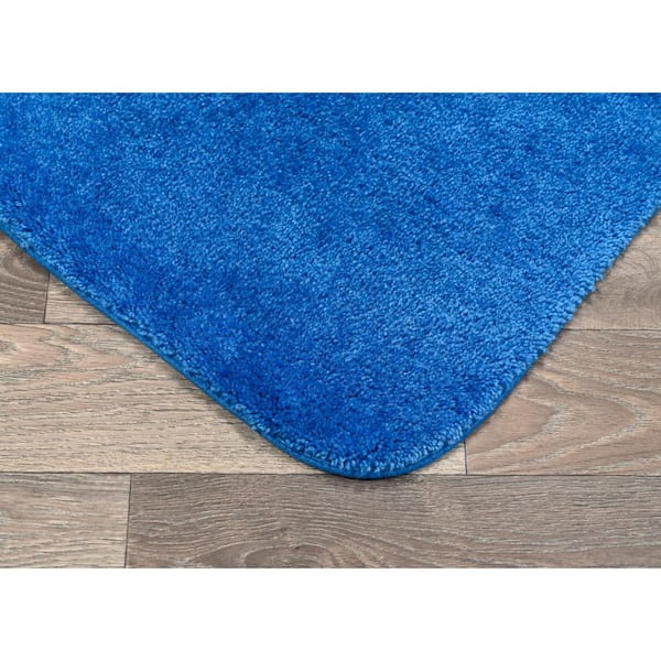 30 in. x 50 in. Electric Blue Traditional Plush Nylon Rectangle Bath Rug