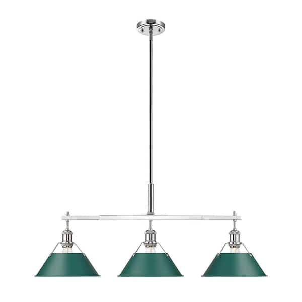 Orwell 100-Watt 3-Lights Chrome Island Pendant Light with Metal Shade, No Bulbs Included