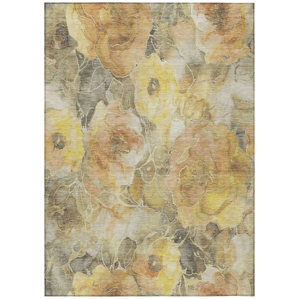 Chantille Machine Washable Indoor/Outdoor Abstract ACN1859 Gold 9 ft. x 12 ft. Accent Rug