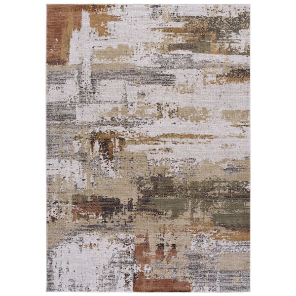 Marvel 7 ft. x 10 ft. Dark Beige/Dark Gray Abstract Area Rug