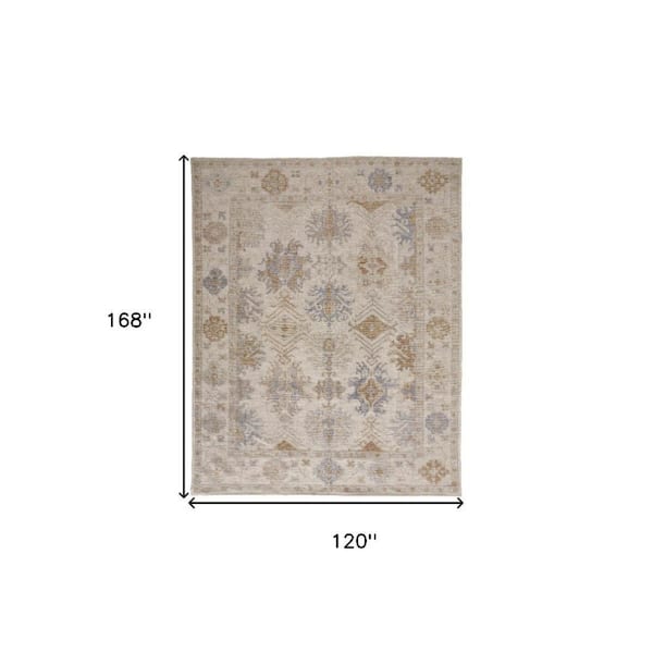 10 ft. x 14 ft. Ivory, Blue Floral Area Rug