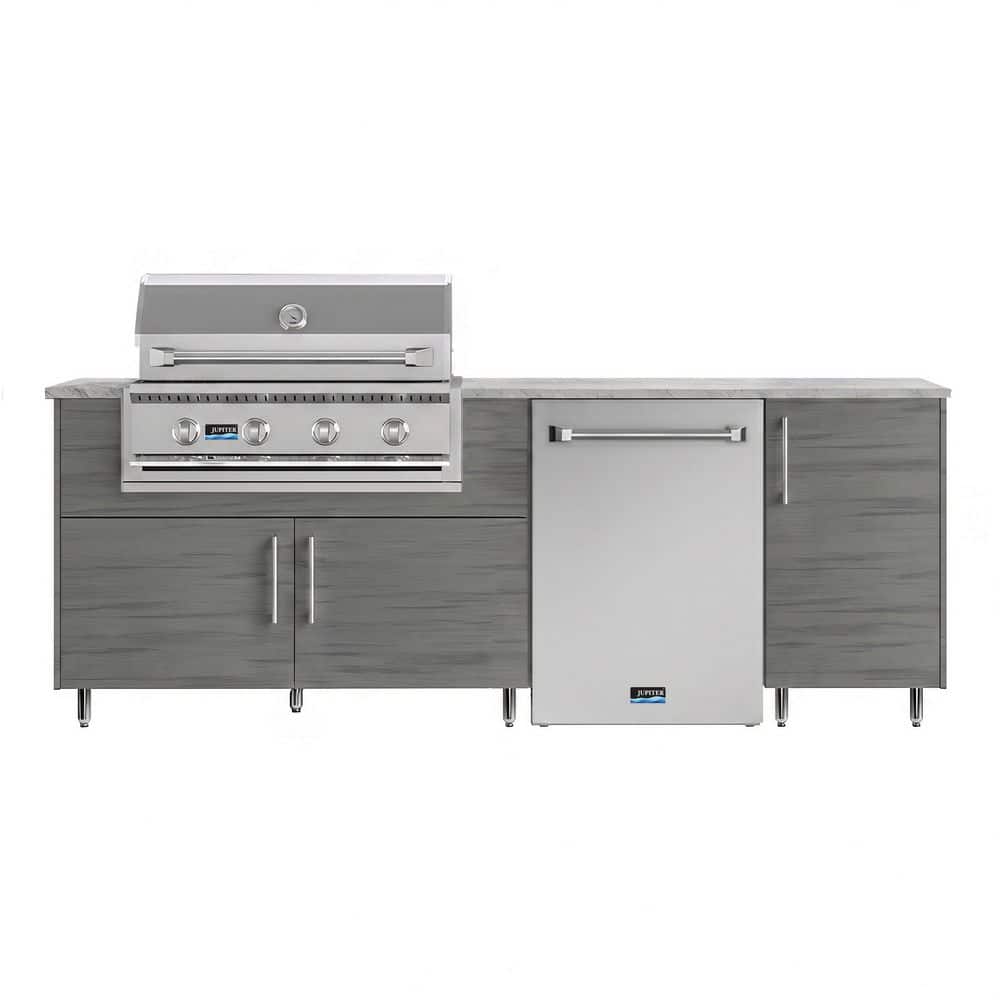 Sundown 90.5 in. W 4-Burner Propane Grill Island in Miami Dark Ash Gray with Refrigerator and Propane Cabinet price history on PriceWatchPro