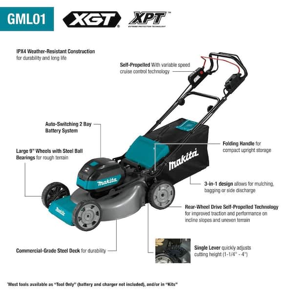 Makita 40V max XGT Brushless Cordless 21 Walk Behind Self-Propelled  Commercial Lawn Mower Kit GML01PL