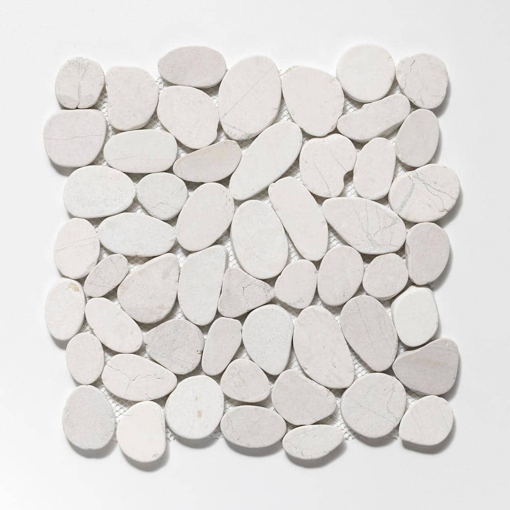 White Quartz Sliced Pebble Mosaic Tile for Walls and Floors