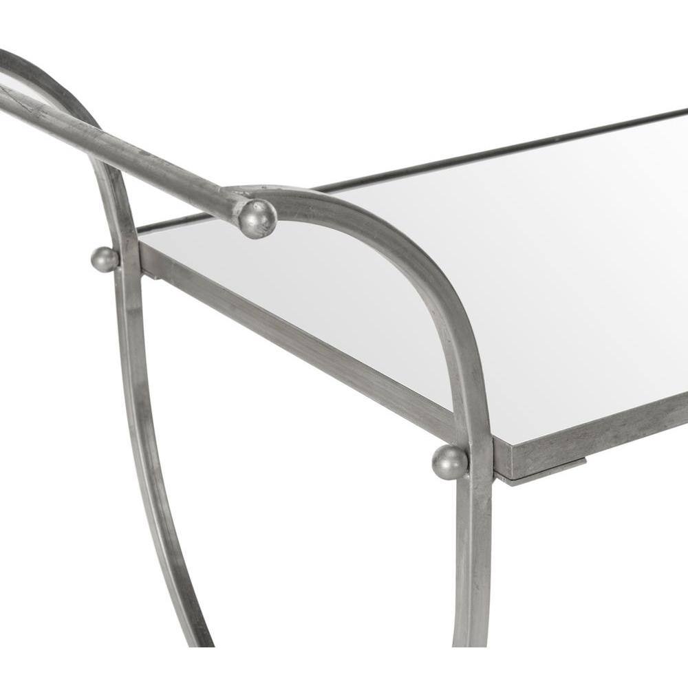 Elegant Transitional 2-Tier Mirrored Bar Cart with Silver Frame
