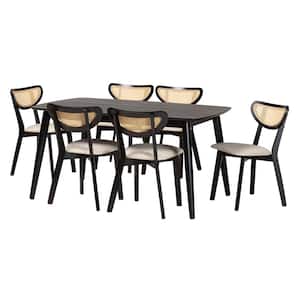 Dannell Cream and Black 7-Piece Dining Set