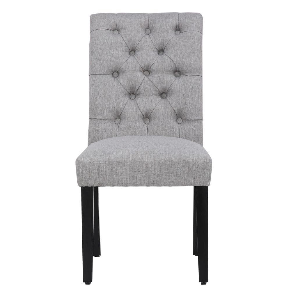 High Parsons Linen Upholstered Side Chair in Gray