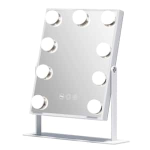 14.2 in. W x 9.8 in. H Rectangular 3-Color Modes LED Dimmable Tabletop Bathroom Makeup Mirror in White