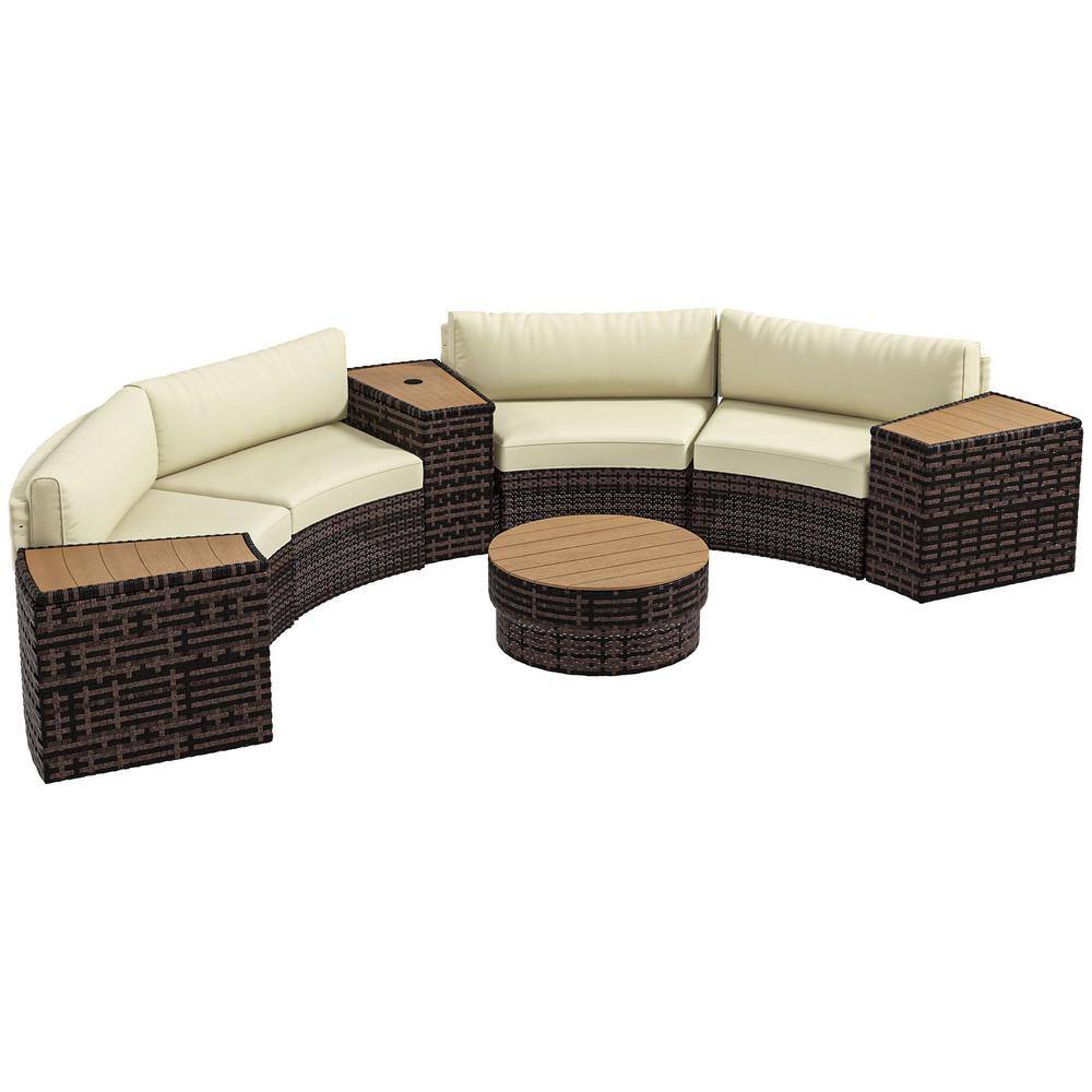 Mixed-Gray 8-Piece Rattan Patio Furniture Set with Sofa Chairs and Tables