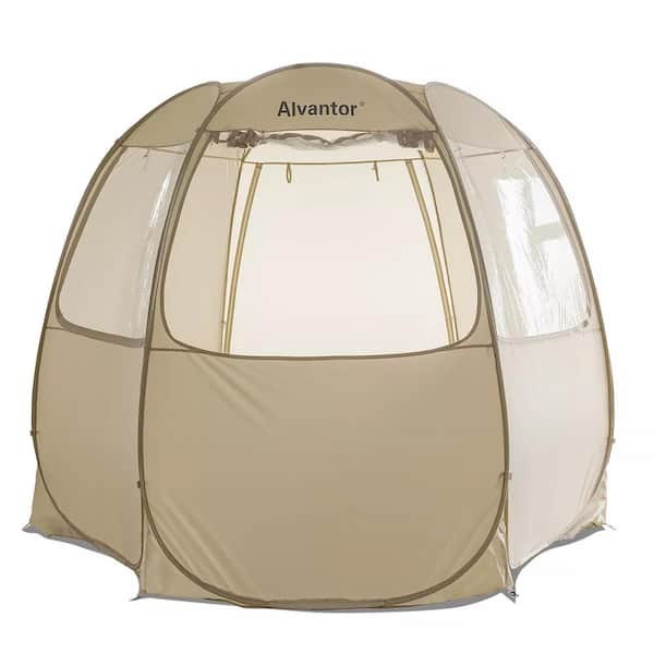 Alvantor 10 ft. x 10 ft. Beige Pop Up Canopy Vendor Booth Tent for Commercial Activity, Hexagon Pop Up Gazebo