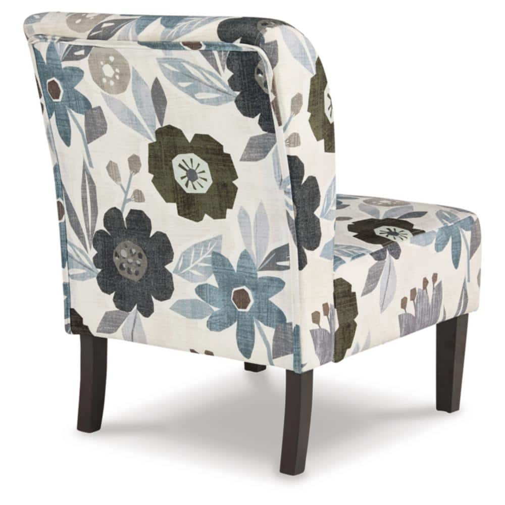 Triptis Floral Armless Accent Chair in Blue, Gray, and Beige