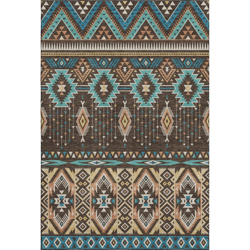 Mayfield Premium Machine Washable Abstract AMF1851 Brown 8 ft. x 10 ft. Area Rug price history on PriceWatchPro