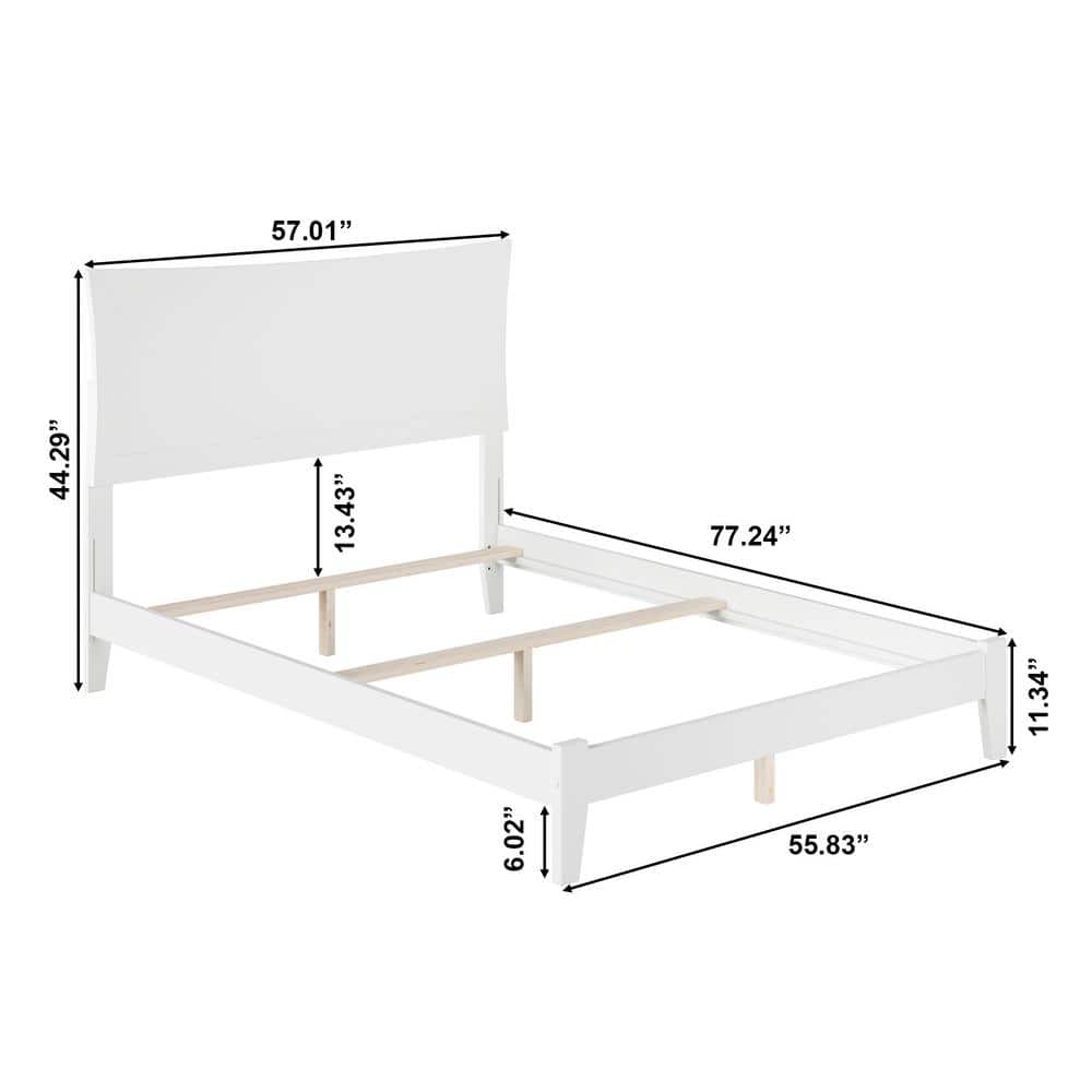 Metro Chic Full Double White Painted Rubberwood Bed with Headboard