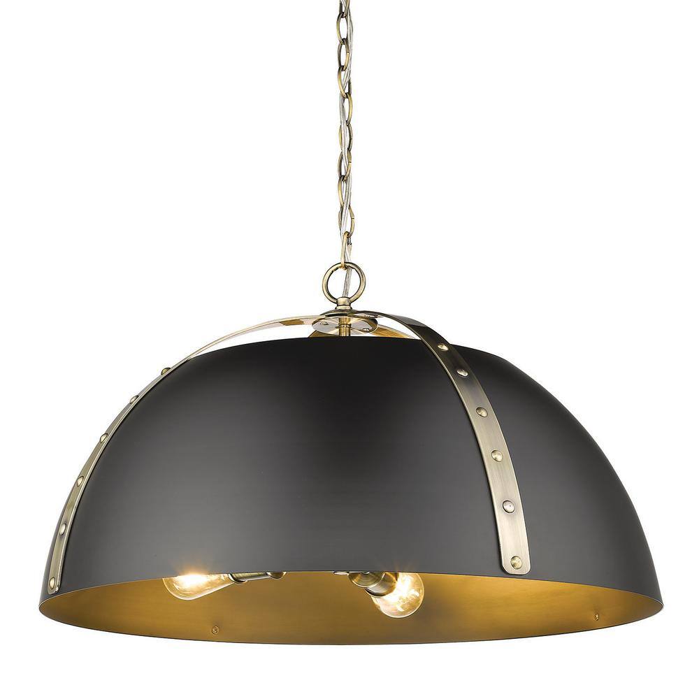Aldrich Transitional 5-Light Oversized Dome Pendant in Aged Brass