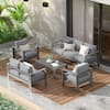 SUNVIVI Grey 5-Piece Aluminum Patio Set with Cushions