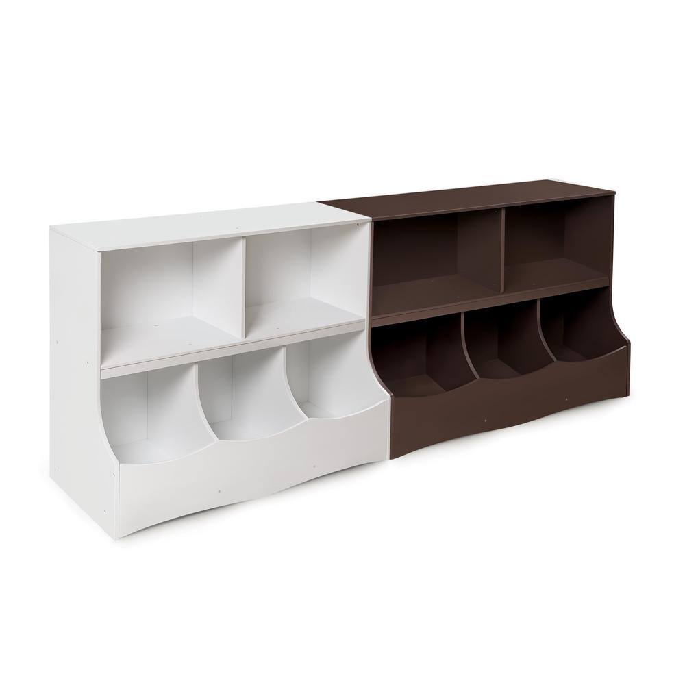 White MDF Kids Toy Storage Organizer with Cubby Bins