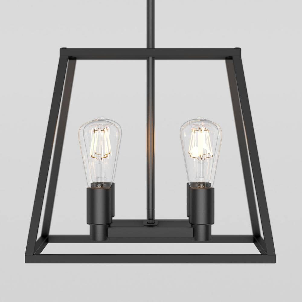 Carter Black Steel Cage 4-Light Chandelier