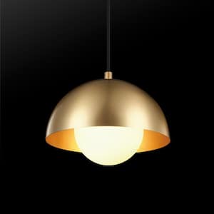 Amelia 1-Light Matte Brass Mini Pendant Light with Frosted Glass Shade