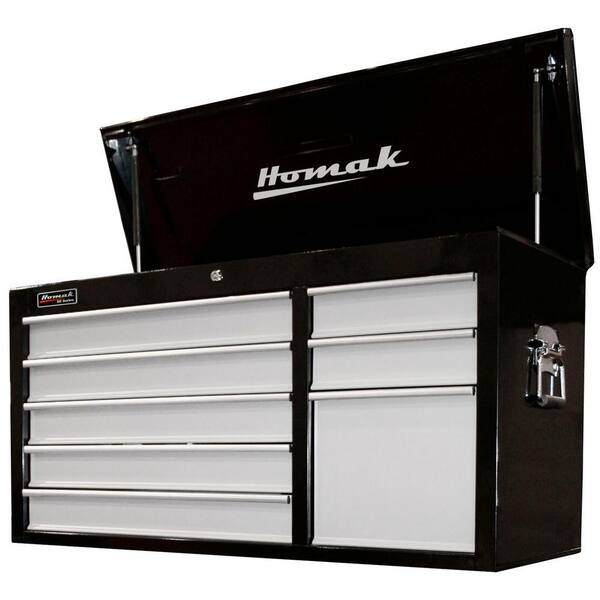 Homak SE Series 41 in. 8-Drawer Top Chest in Black and Gray