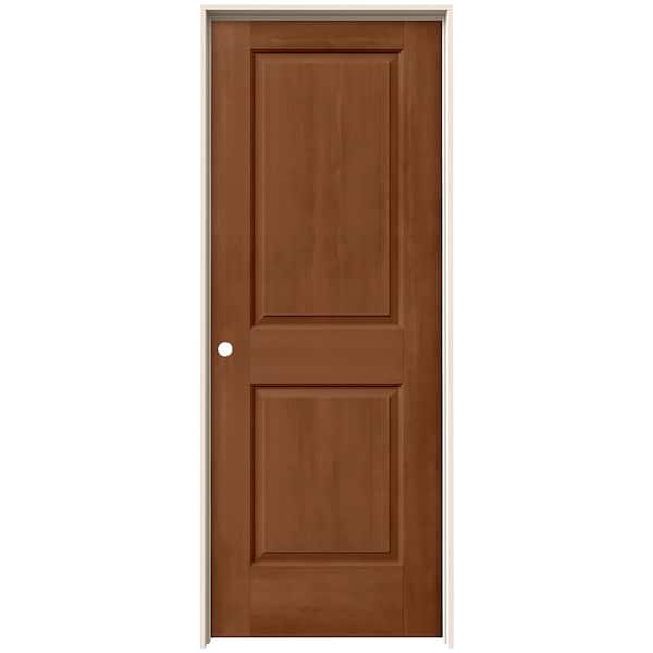 JELD-WEN 32 in. x 80 in. Carrara 2 Panel Right-Hand Hollow Core Hazelnut Stain Molded Composite Single Prehung Interior Door
