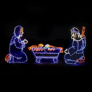 50 in. Christmas LED Nativity Scene (Joseph, Mary and Baby Jesus) with 421-Lights and White Frame (Set of 3)