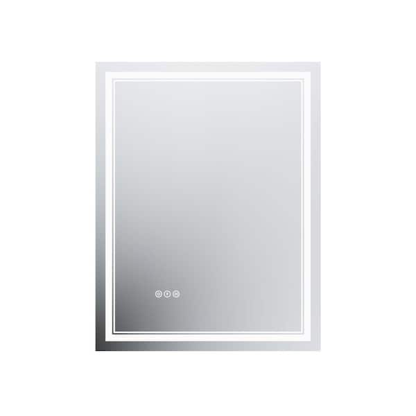 Modland Hans 28 in. W x 36 in. H Rectangular Frameless Backlit LED Touch Sensor Anti-Fog Dimmable Wall Bathroom Vanity Mirror