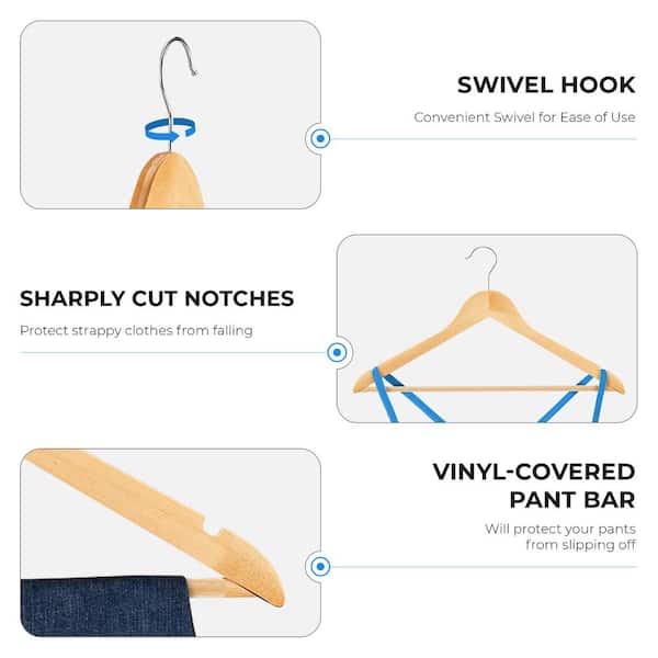 Wish & Buy - Heavy Duty Slim Clear Hangers - Ridged Non-Slip