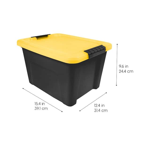 IRIS 20 qt. /5 Gal. Plastic Storage Bins with Lids, Black Latching Stackable Totes 6Pk 500417